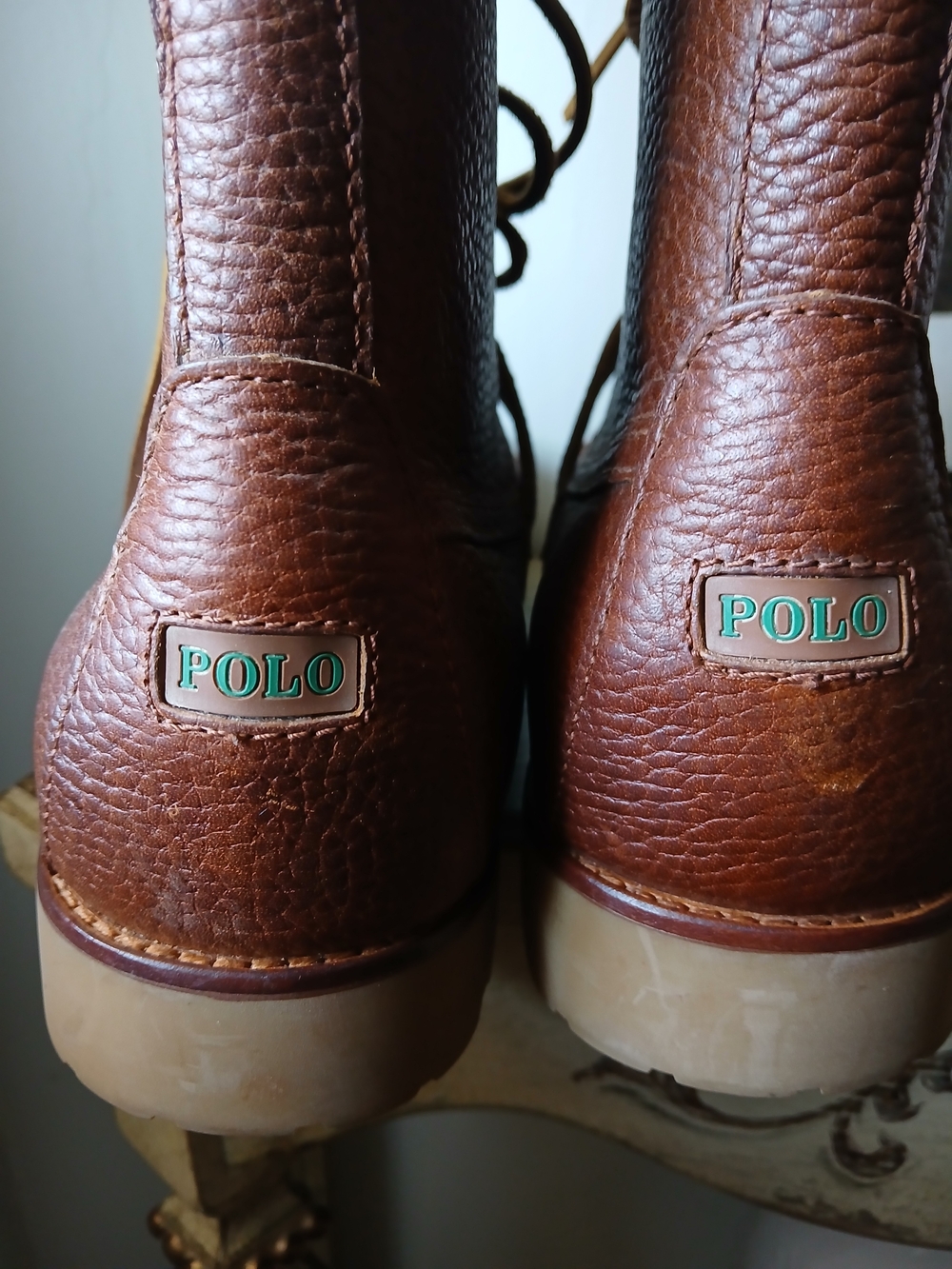 POLO By RALPH LAUREN Men's Chestnut Leather Lace-Up Buckle Boots "Ranger" New 11 - Picture 4 of 7
